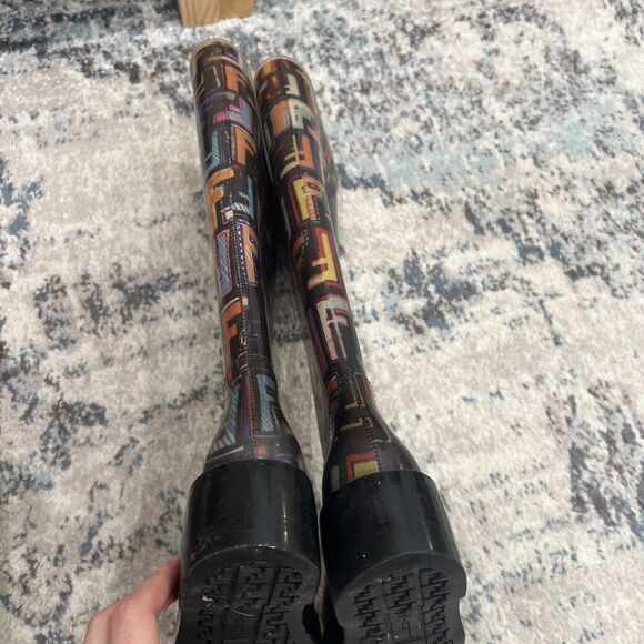 FENDI Zucca Logo Rubber Multicolor Monogram Logo Rain Boots Women’s Size: EUR 40 - Picture 6 of 7
